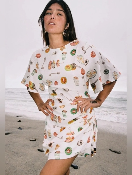 Lisa Says Gah Dresses & Skirts - NWT Lisa Says Gah Belle Linen Caviar Dreams Short Sleeve Mini Dress